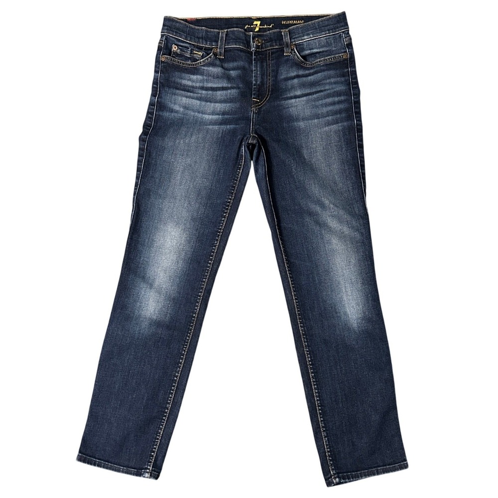 7 For All Mankind Roxanne Ankle Jeans Womens 29 Cropped Skinny Dark Wash 29x25